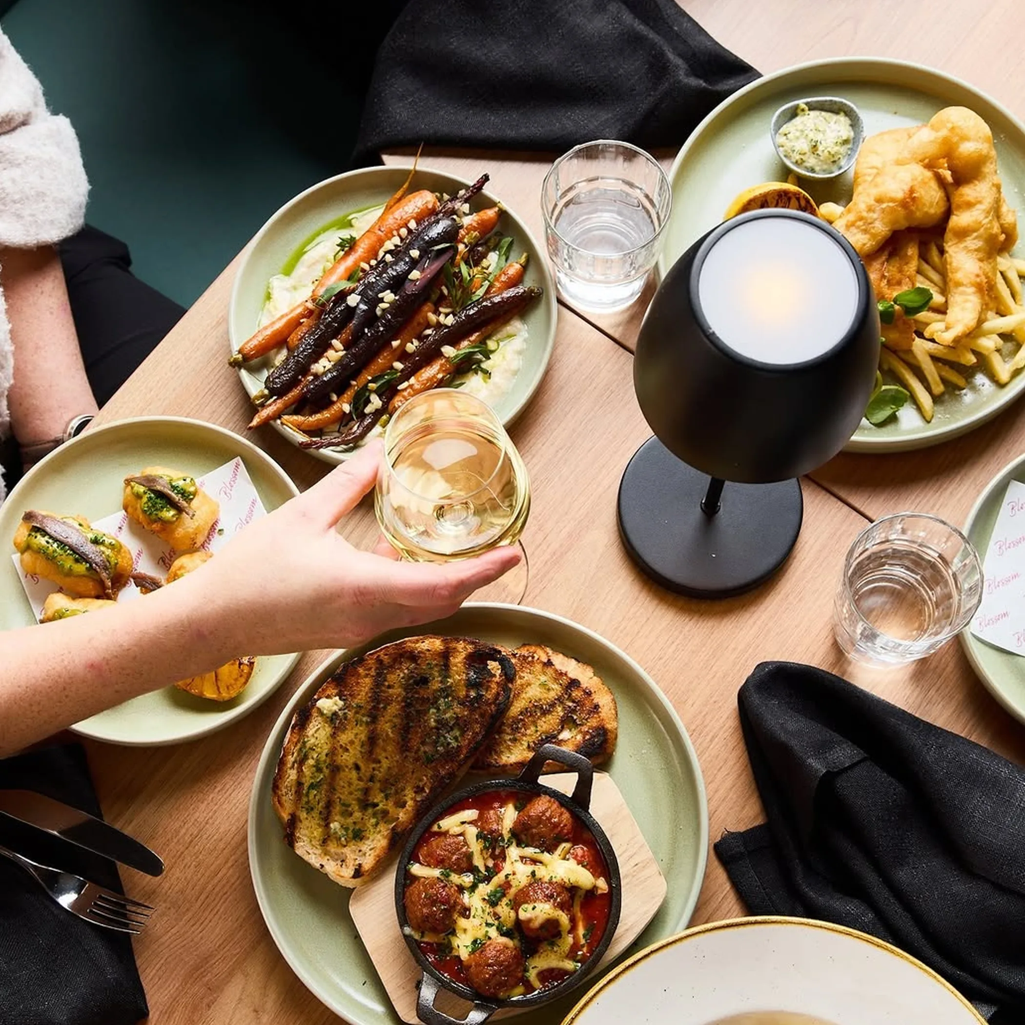 food and drinks at rooftop bar